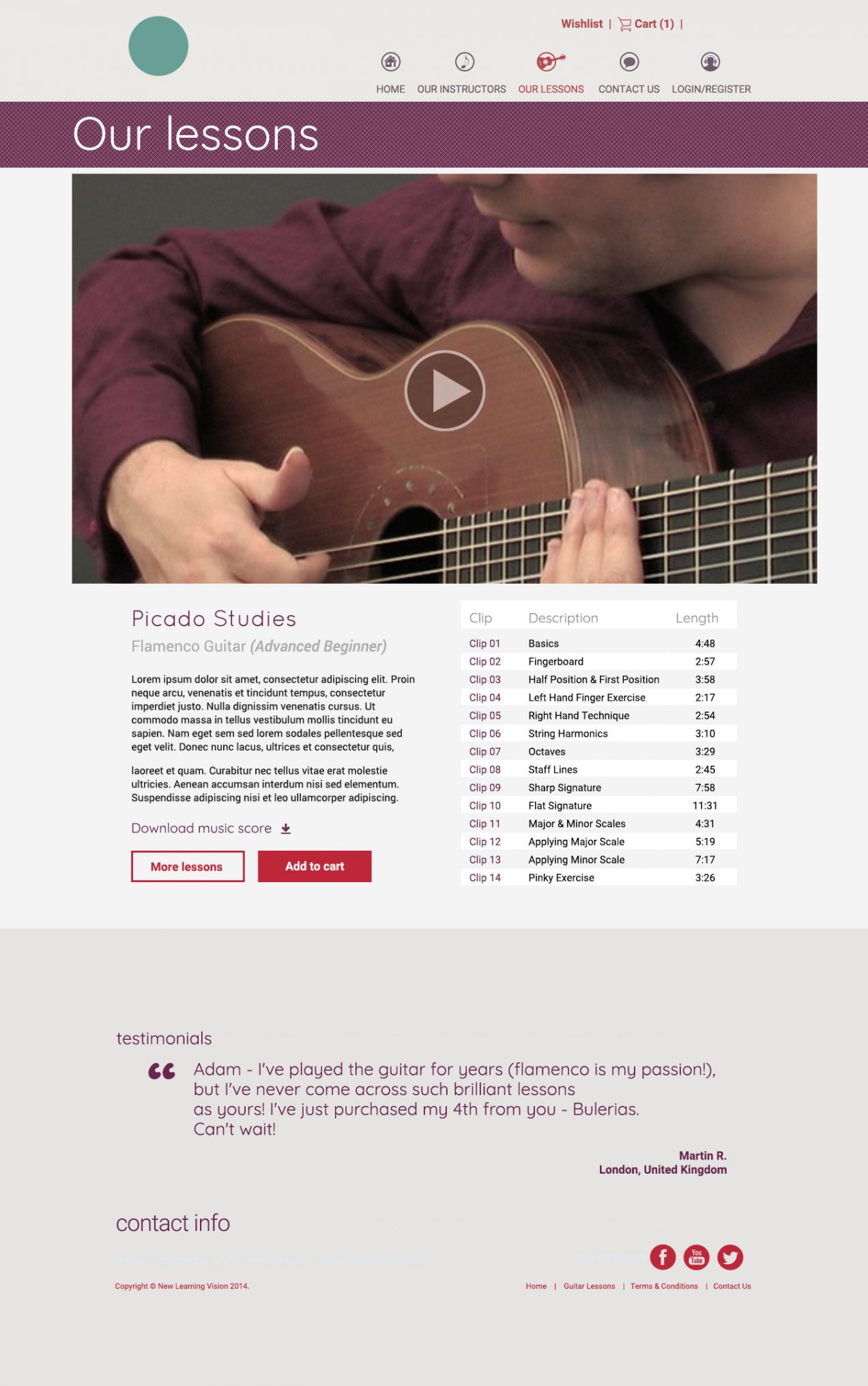 Single lesson view