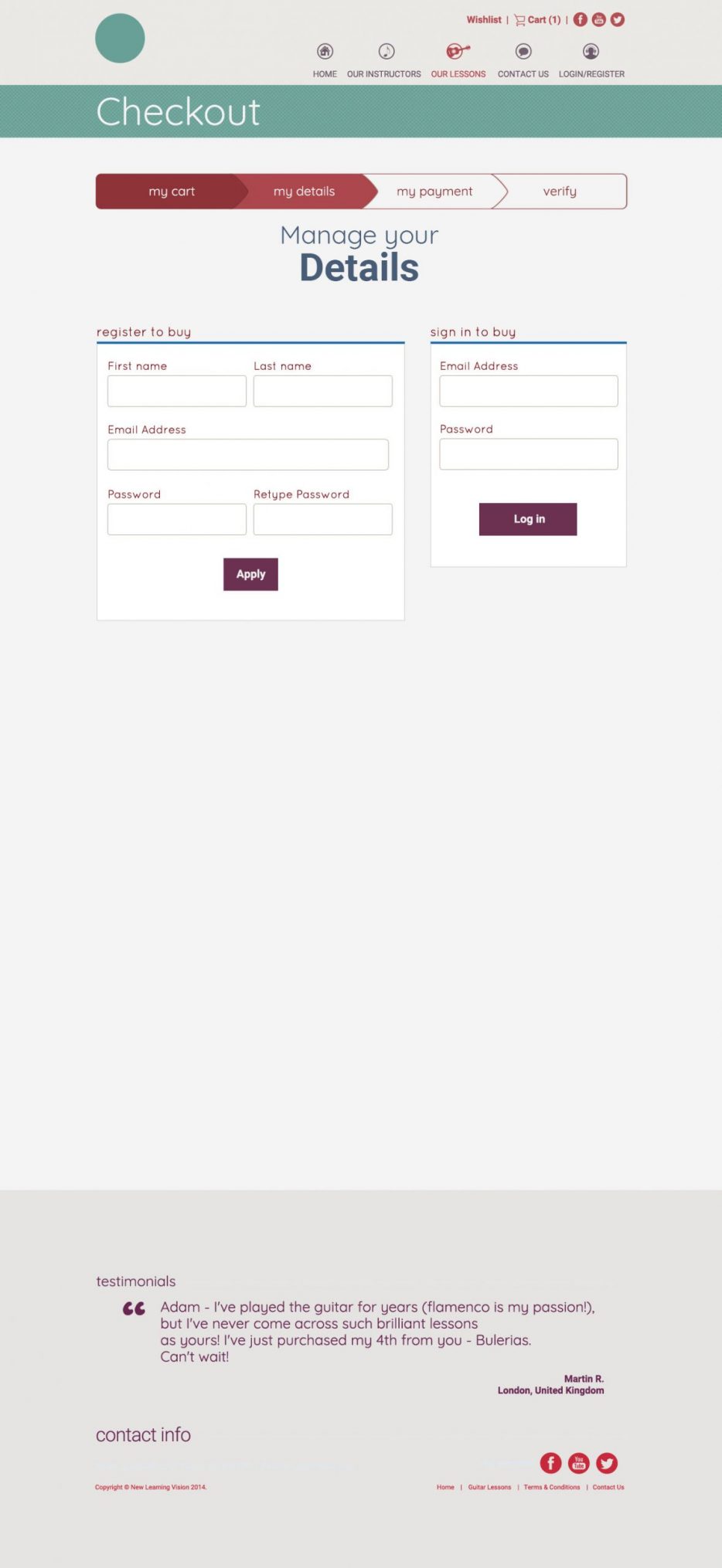 Checkout with saved details