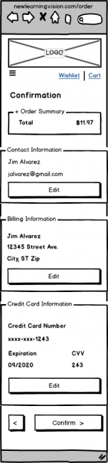 Mobile view cart confirm